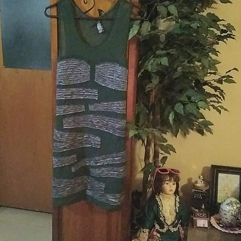 Thin green & grey dress